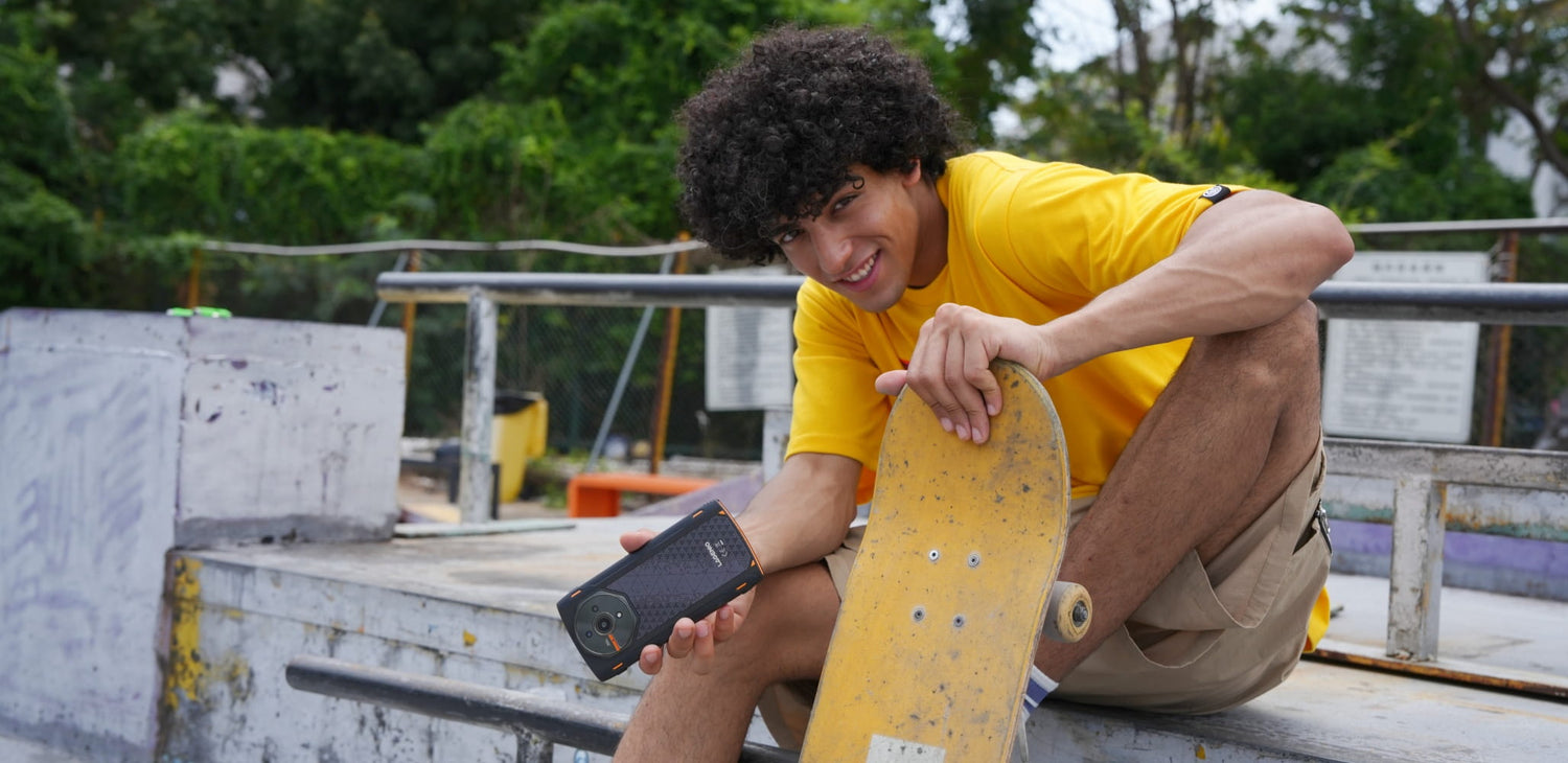 Male model showcases LAGENIO Panther 2 Pro rugged phone