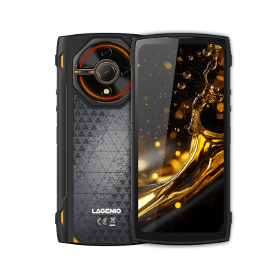 front and back view panther 2 pro black rugged phone