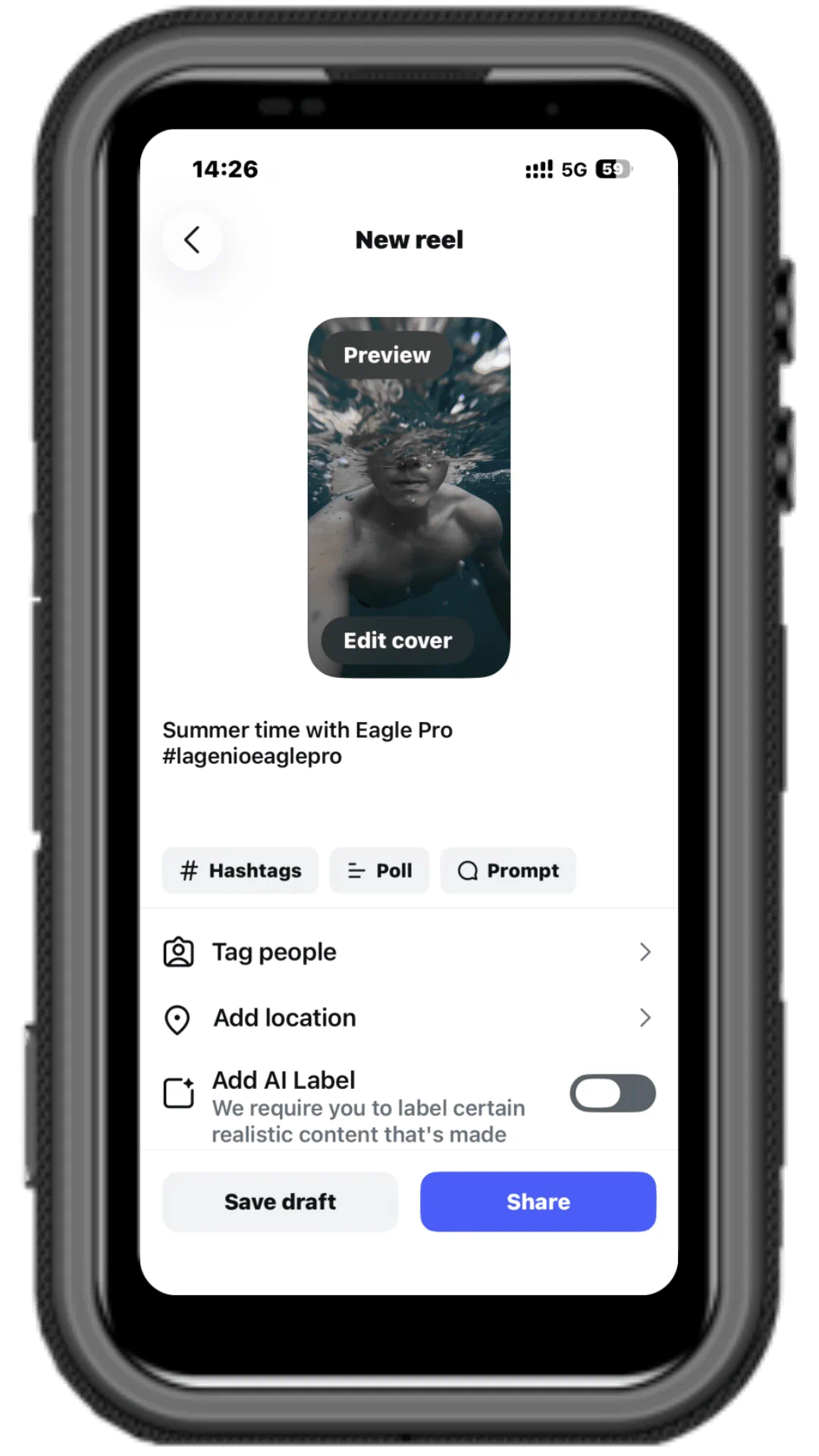 lagenio eagle pro share to instagram